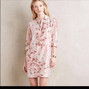 Anthro varun bahl cherry blossom dress silk blend